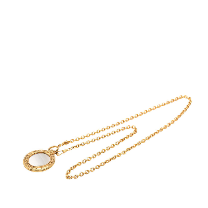 Chanel plaqué Magnifying Glass Pendant Long Collier