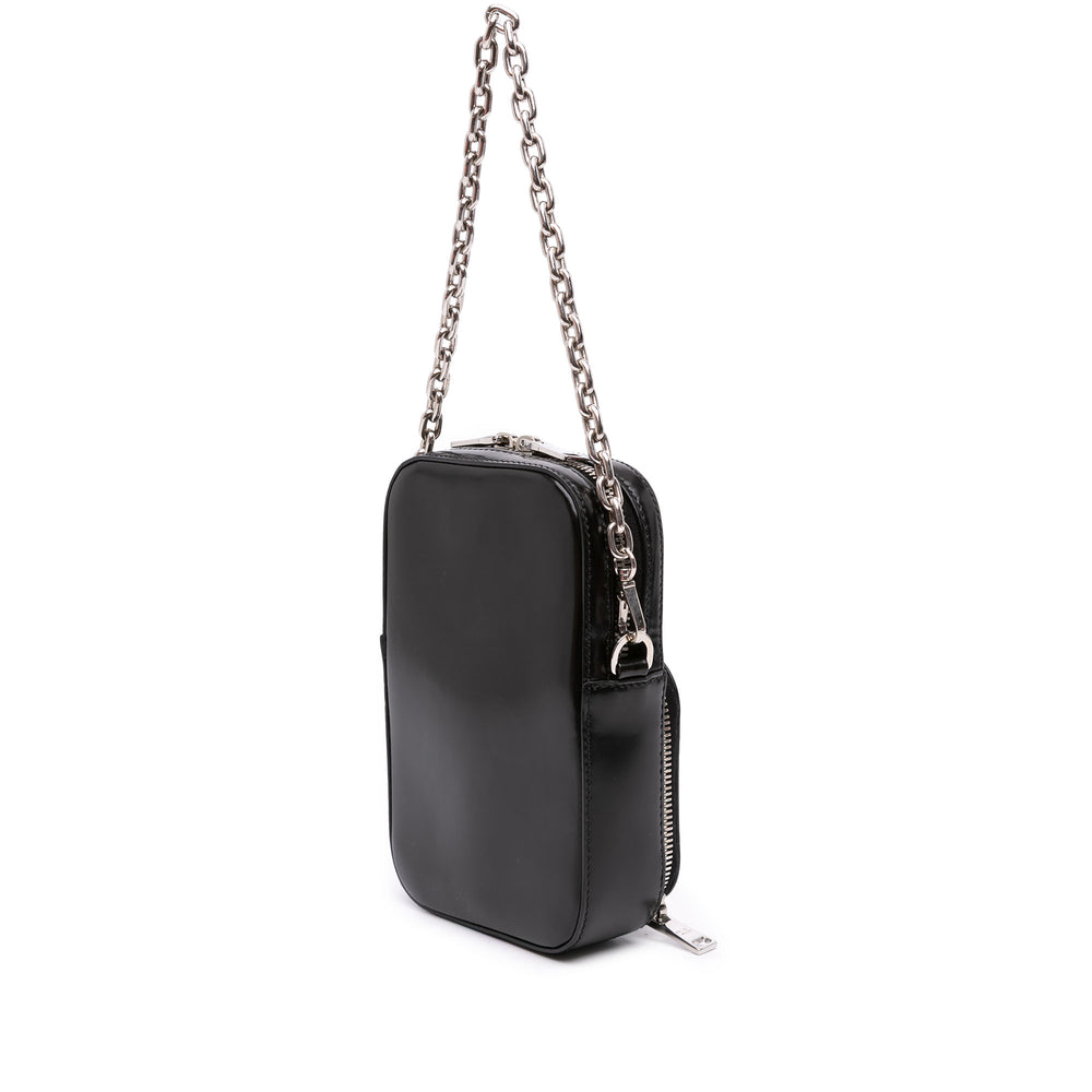 Prada Brushed Phone Pochette Mini Noir – vue 2 – GABY PARIS