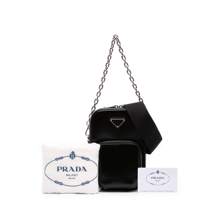 Prada Brushed Phone Pochette Mini Noir – vue 7 – GABY PARIS