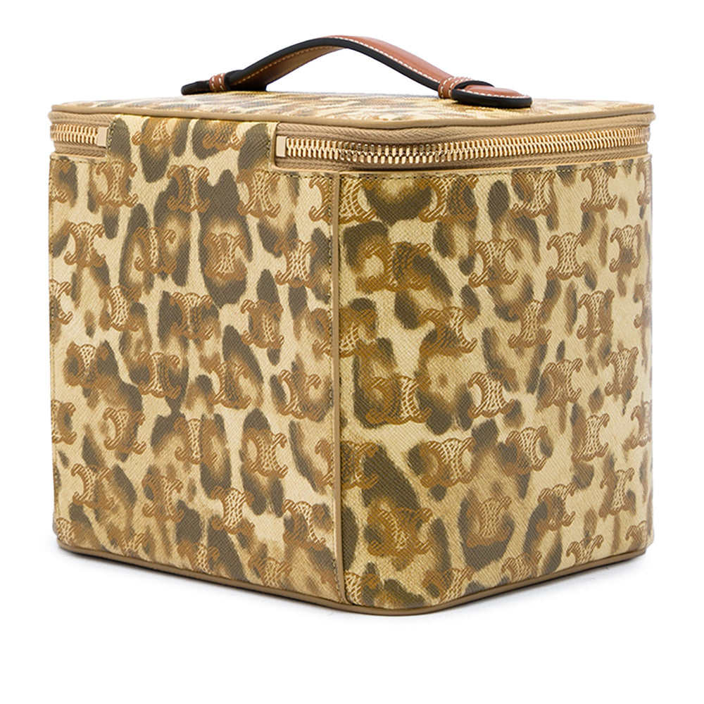 Celine Vanity Triomphe Leopard Imprimé Triomphe enduite Beige – vue 2 – GABY PARIS