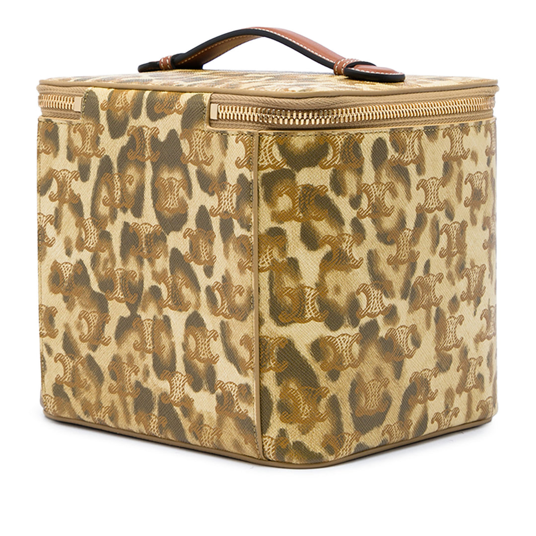 Celine Vanity Triomphe Leopard Imprimé Triomphe enduite Beige – vue 2 – GABY PARIS