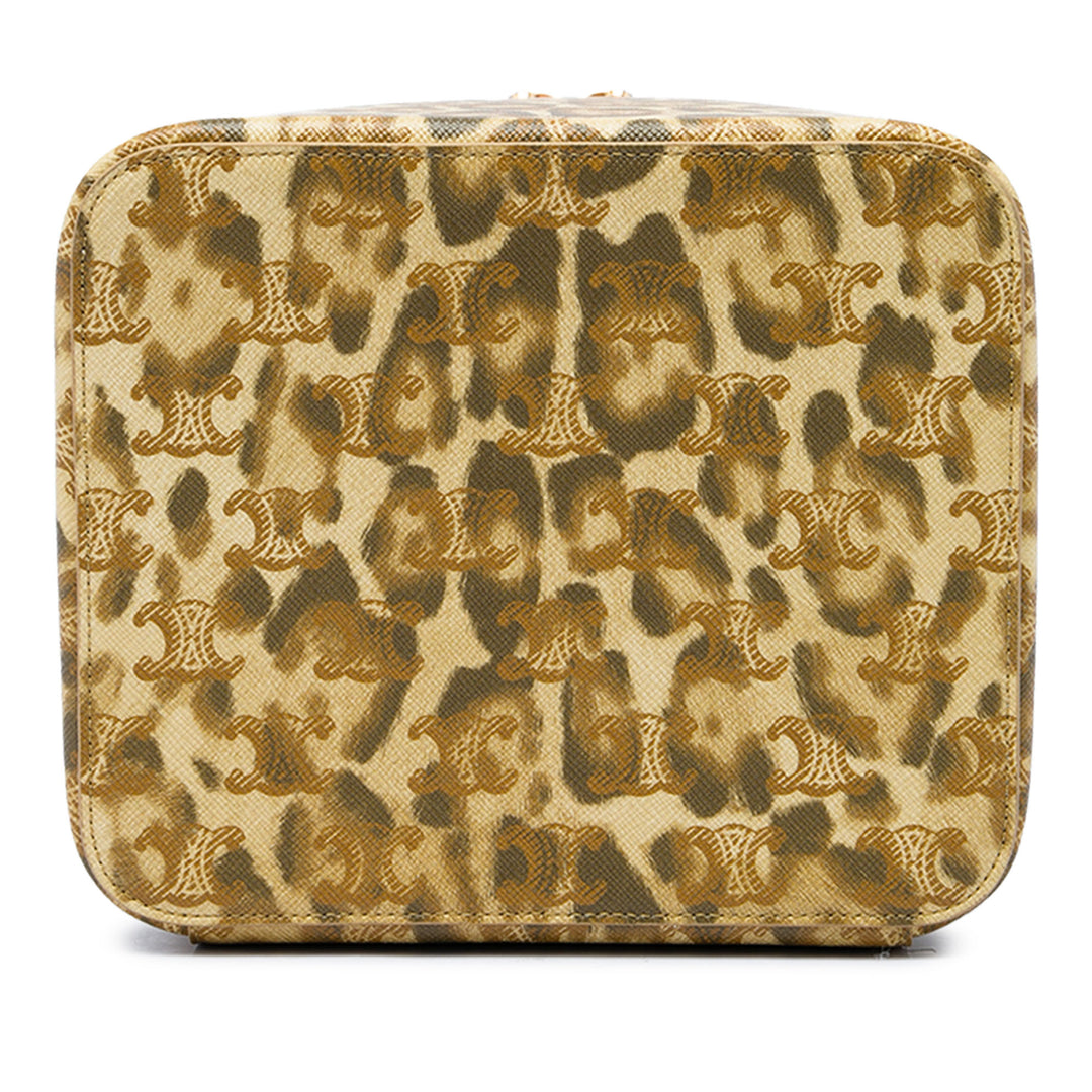 Celine Vanity Triomphe Leopard Imprimé Triomphe enduite Beige – vue 3 – GABY PARIS