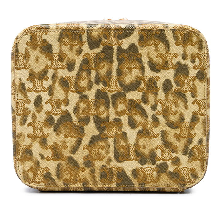 Celine Vanity Triomphe Leopard Imprimé Triomphe enduite Beige – vue 3 – GABY PARIS