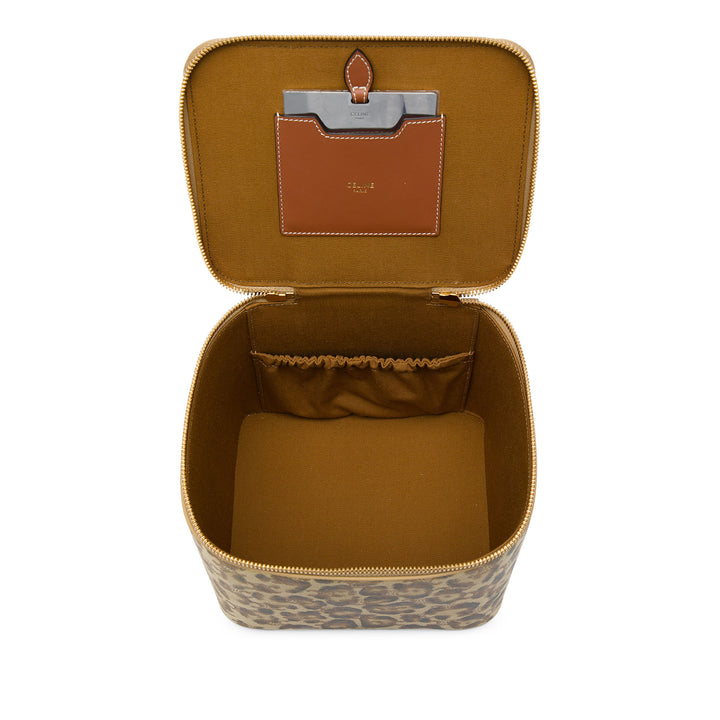 Celine Vanity Triomphe Leopard Imprimé Triomphe enduite Beige – vue 5 – GABY PARIS