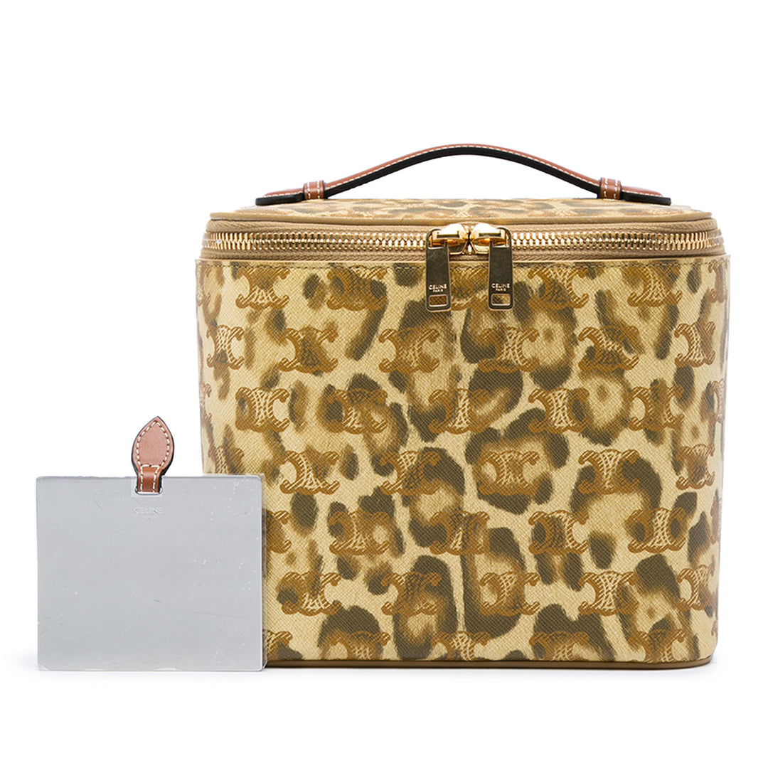 Celine Vanity Triomphe Leopard Imprimé Triomphe enduite Beige – vue 7 – GABY PARIS
