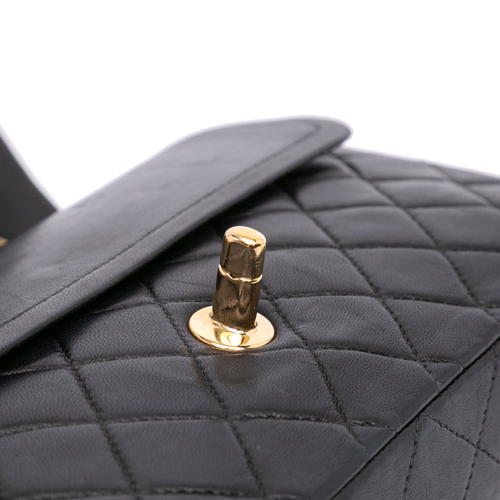 Chanel Medium Classic Cuir d’agneau Double rabat Noir