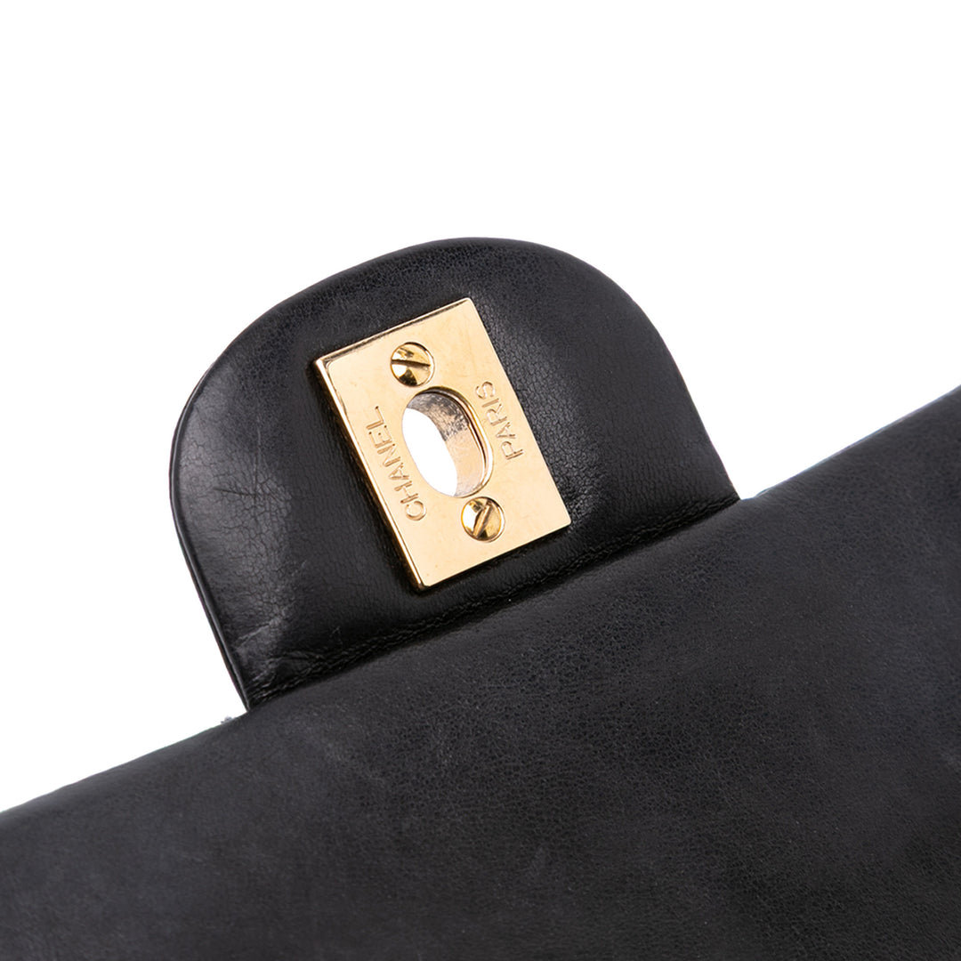 Chanel Medium Classic Cuir d’agneau Double rabat Noir