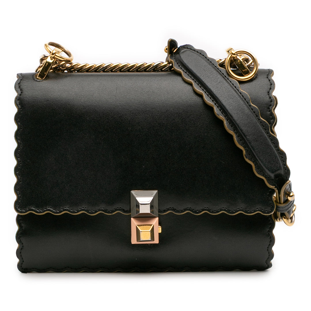 Fendi Small Scalloped Leather Kan I Crossbody Noir – GABY PARIS Authentique
