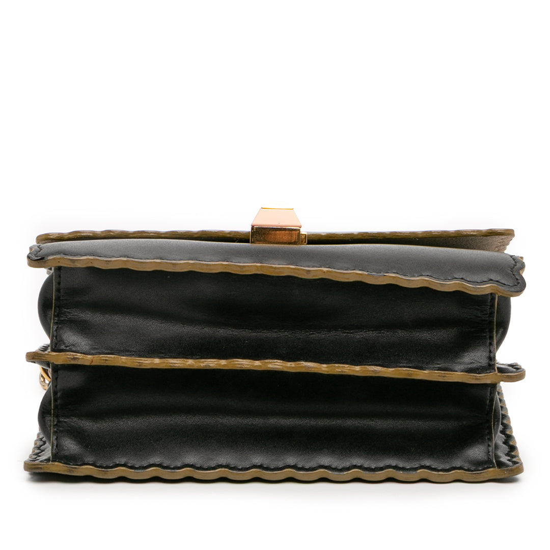 Fendi Small Scalloped Leather Kan I Crossbody Noir – GABY PARIS Authentique