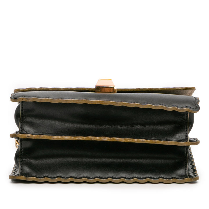 Fendi Small Scalloped Leather Kan I Crossbody Noir – GABY PARIS Authentique