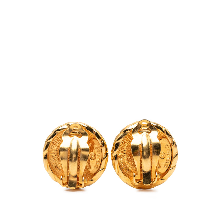 Chanel CC plaqué Rond Clip On Boucles d’oreilles