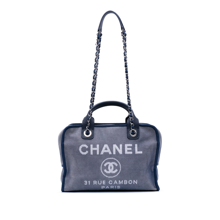 Large Denim Deauville Bowling Bag Blue - Gaby Paris