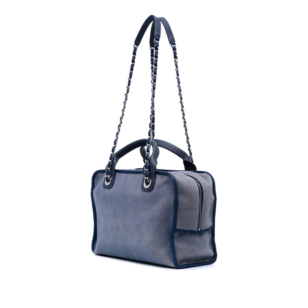 Large Denim Deauville Bowling Bag Blue - Gaby Paris