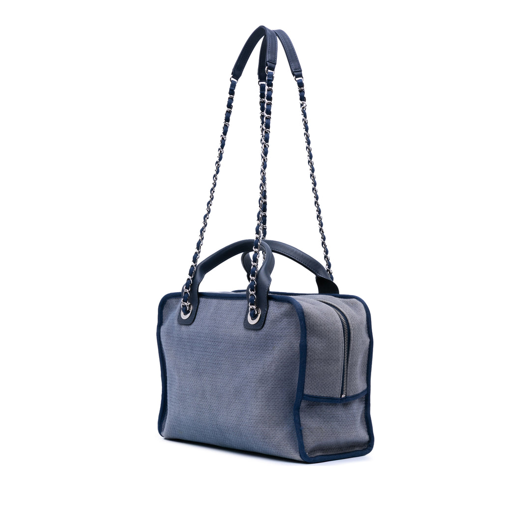 Large Denim Deauville Bowling Bag Blue - Gaby Paris