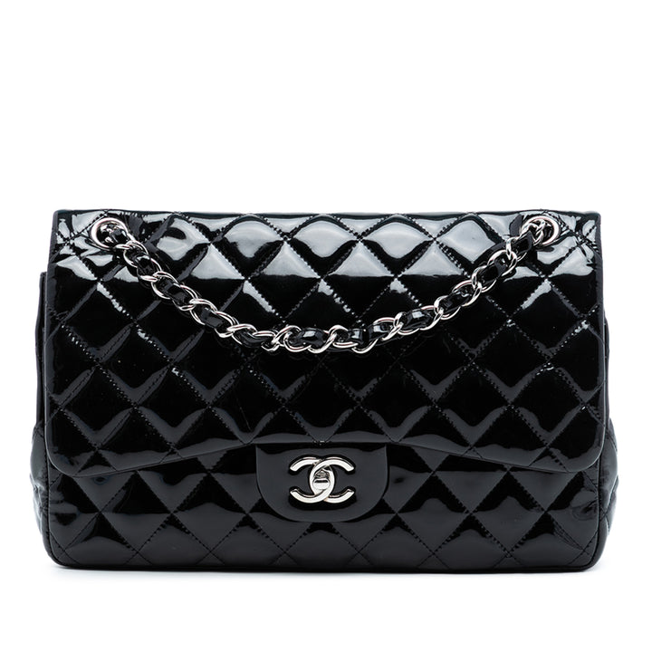 Chanel Jumbo Classic Cuir verni Double rabat