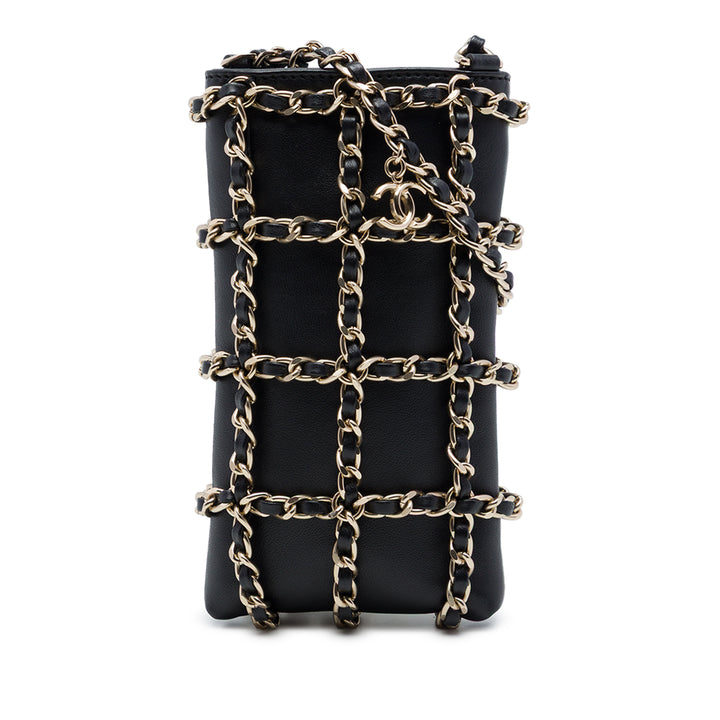 Chanel Pochette Tech Me Out avec chaîne Cuir d'agneau Noir – vue principale – GABY PARIS