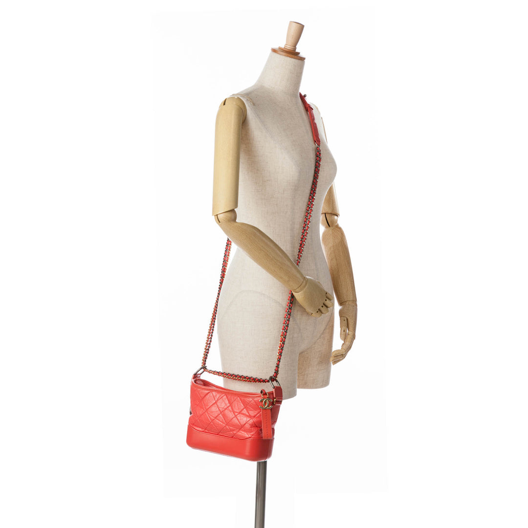 Small Aged Calfskin Gabrielle Crossbody Red - Gaby Paris
