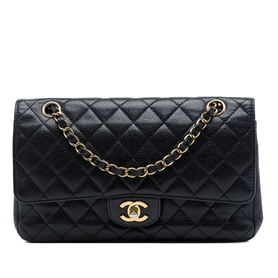 Classic Double rabat Moyen Cuir caviar Noir
