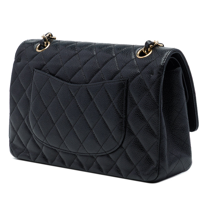 Classic Double rabat Moyen Cuir caviar Noir