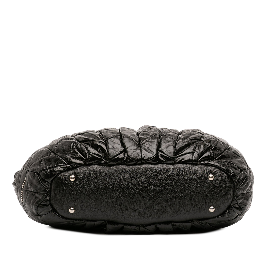 Miu Miu Matelassé Cuir verni Cuir Hobo