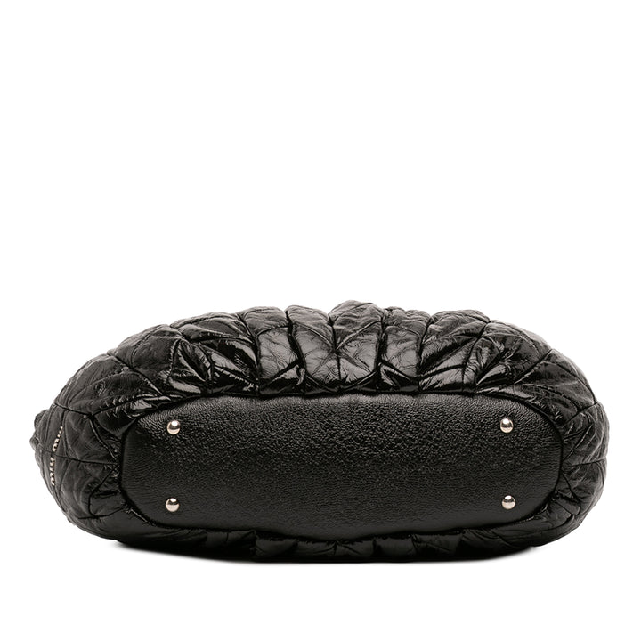 Miu Miu Matelassé Cuir verni Cuir Hobo