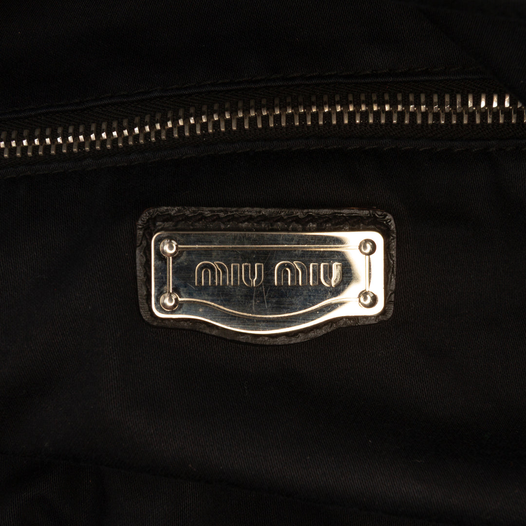 Miu Miu Matelassé Cuir verni Cuir Hobo