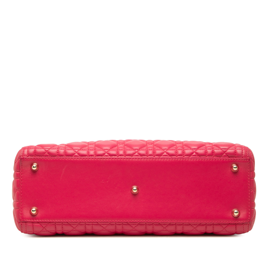 Dior Lady Dior Cannage Grand Cuir d'agneau Rose – vue 3 – GABY PARIS