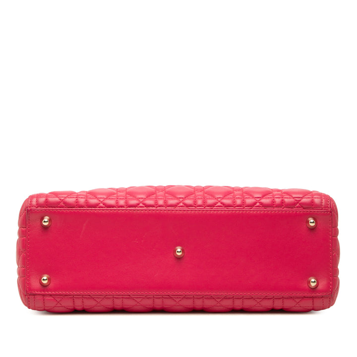Dior Lady Dior Cannage Grand Cuir d'agneau Rose – vue 3 – GABY PARIS