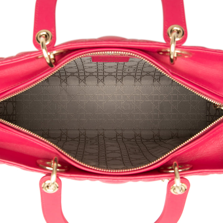 Dior Lady Dior Cannage Grand Cuir d'agneau Rose – vue 4 – GABY PARIS
