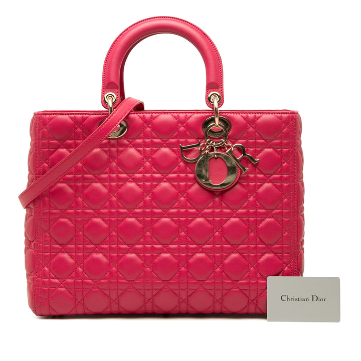 Dior Lady Dior Cannage Grand Cuir d'agneau Rose – vue 7 – GABY PARIS