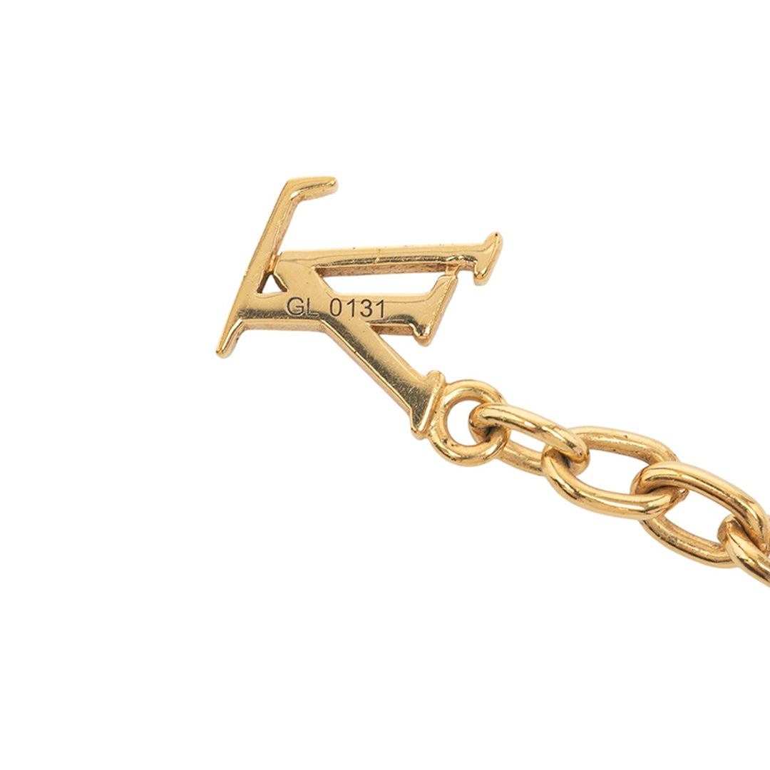 Louis Vuitton Doré Plated Crystal Gamble Collier Doré