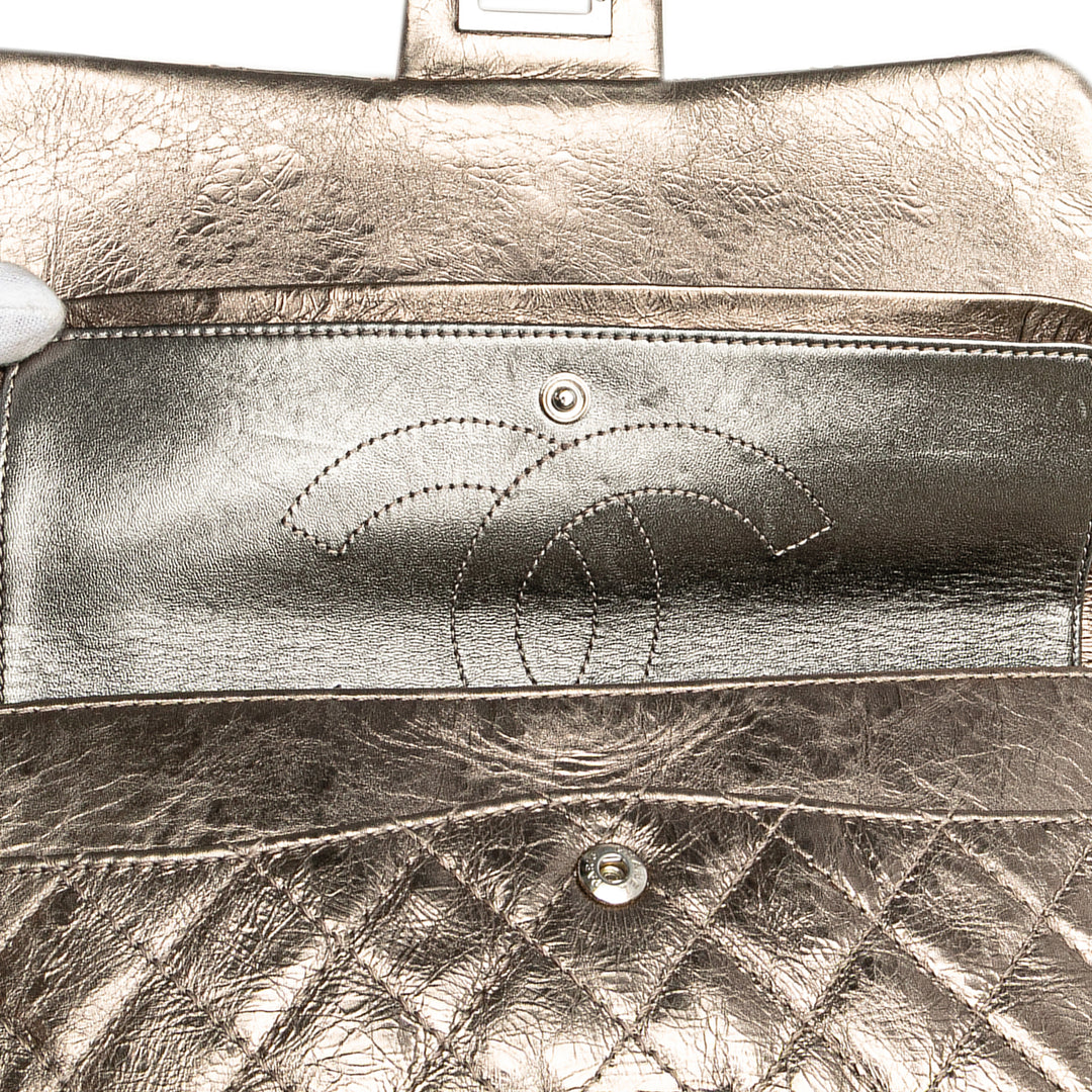 Reissue 2.55 Aged Metallic Calfskin Double Flap 225 Brown - Gaby Paris
