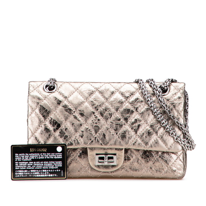 Reissue 2.55 Aged Metallic Calfskin Double Flap 225 Brown - Gaby Paris