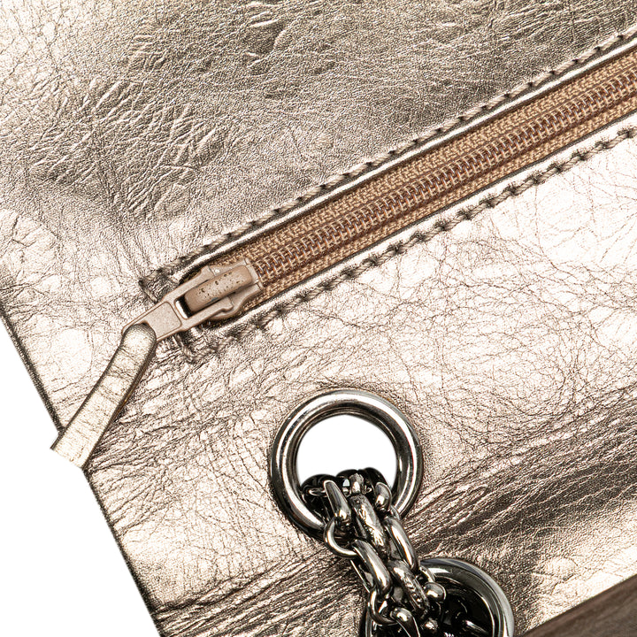 Reissue 2.55 Aged Metallic Calfskin Double Flap 225 Brown - Gaby Paris