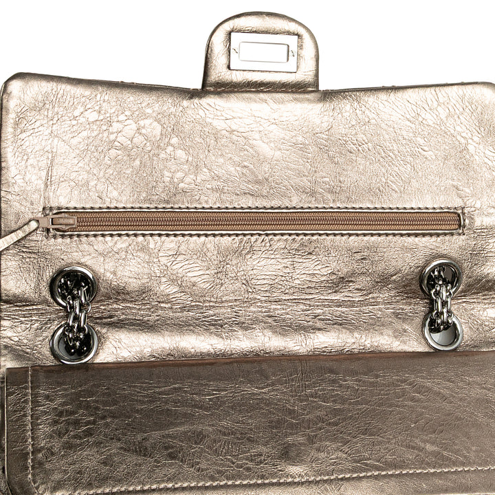 Reissue 2.55 Aged Metallic Calfskin Double Flap 225 Brown - Gaby Paris