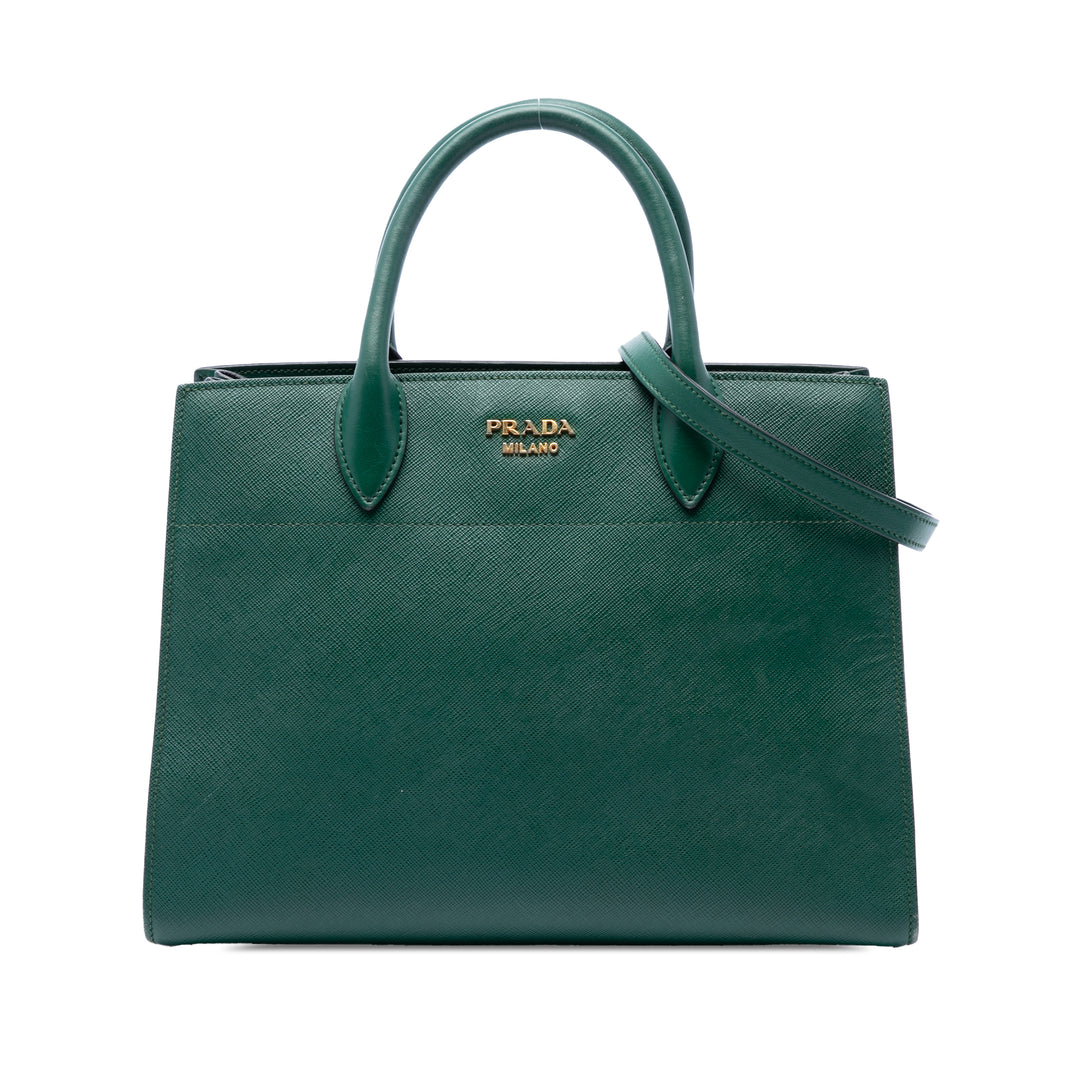 Prada Sac à main Bibliotheque Saffiano Vert – vue principale – GABY PARIS