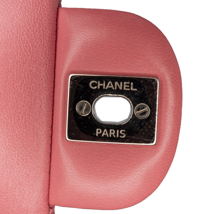 Medium Classic Lambskin Double Flap Pink - Gaby Paris