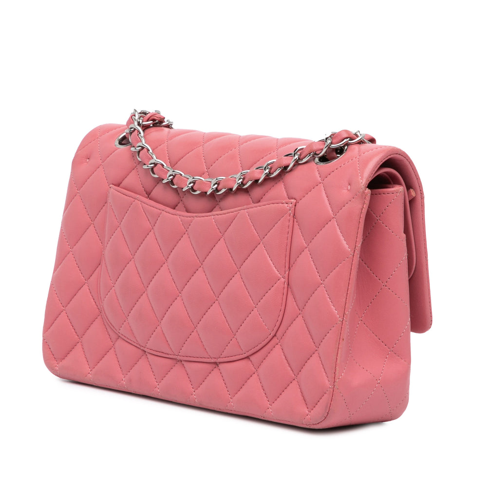 Medium Classic Lambskin Double Flap Pink - Gaby Paris