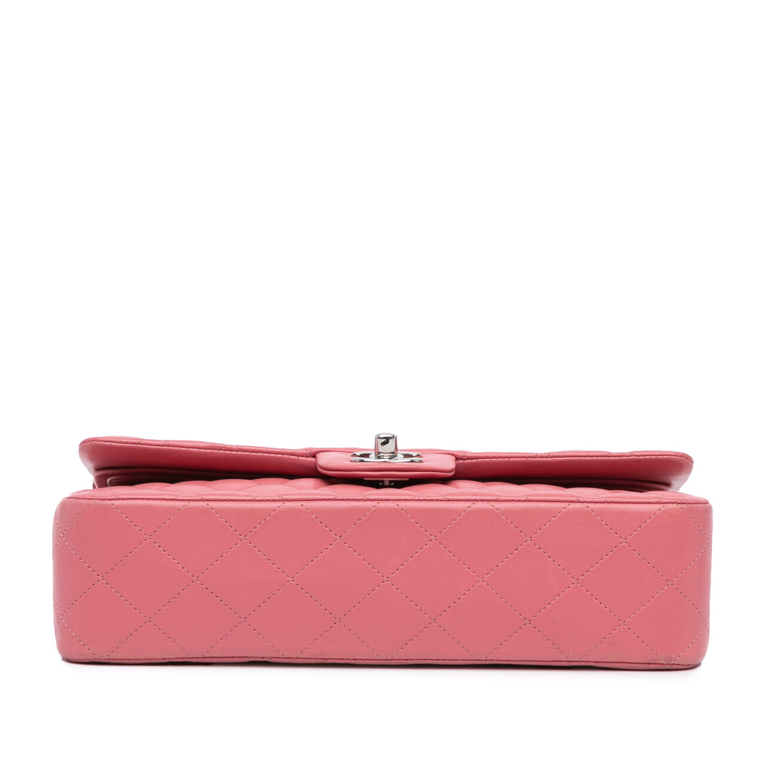 Medium Classic Lambskin Double Flap Pink - Gaby Paris