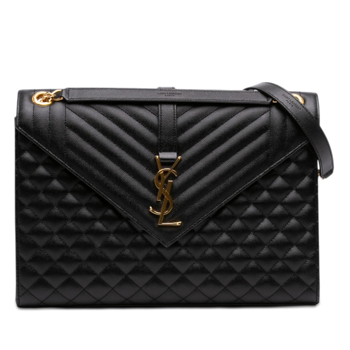 Saint Laurent Medium Grain De Poudre Triquilt Monogram Sac enveloppe