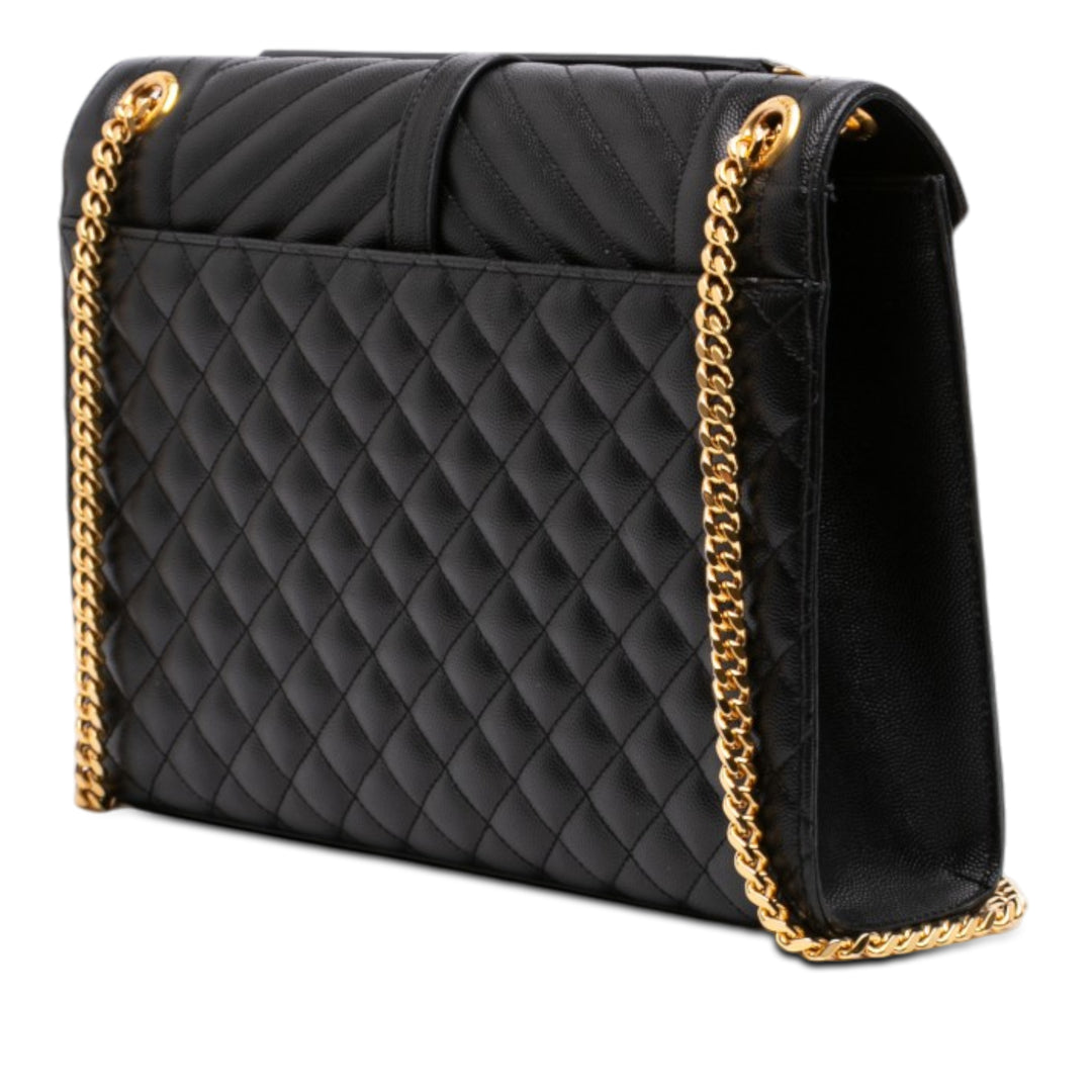 Saint Laurent Medium Grain De Poudre Triquilt Monogram Sac enveloppe