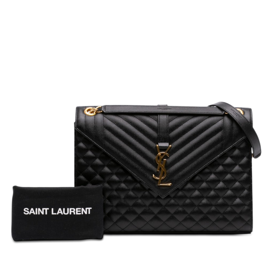 Saint Laurent Medium Grain De Poudre Triquilt Monogram Sac enveloppe