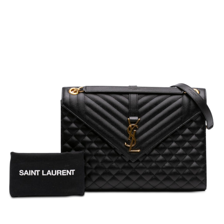 Saint Laurent Medium Grain De Poudre Triquilt Monogram Sac enveloppe