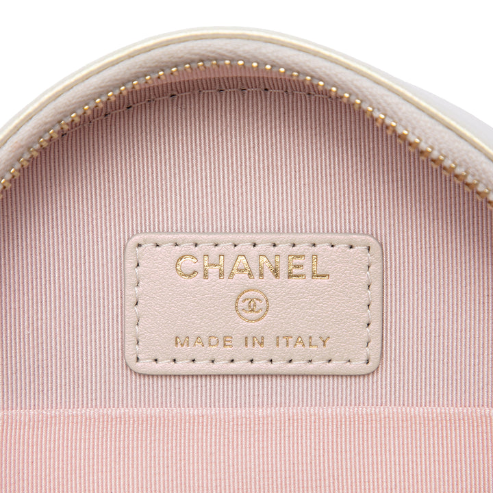 Chanel CC Matelassé Irisé Rond Pochette avec chaîne Cuir d'agneau