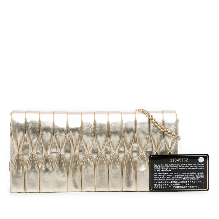 Chanel CC Métallisé Pleated Cuir d’agneau Chain Link Sac bandoulière Doré