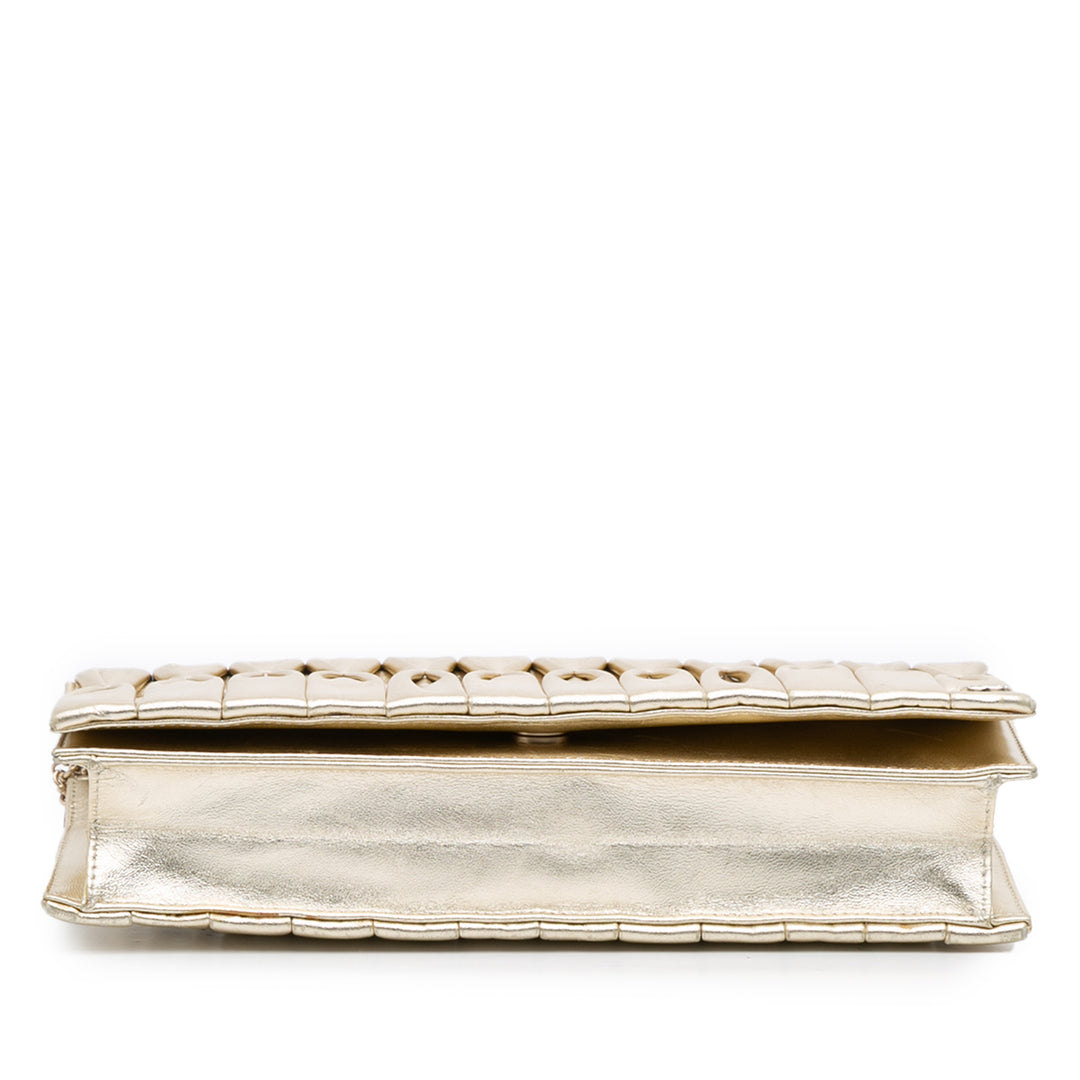 Chanel CC Métallisé Pleated Cuir d’agneau Chain Link Sac bandoulière Doré