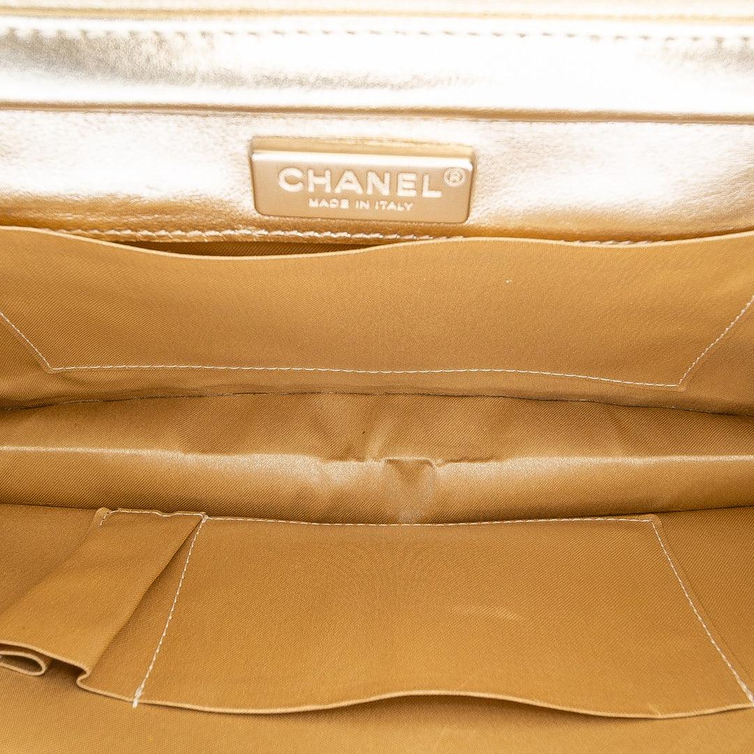 Chanel CC Métallisé Pleated Cuir d’agneau Chain Link Sac bandoulière Doré