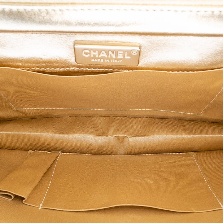Chanel CC Métallisé Pleated Cuir d’agneau Chain Link Sac bandoulière Doré