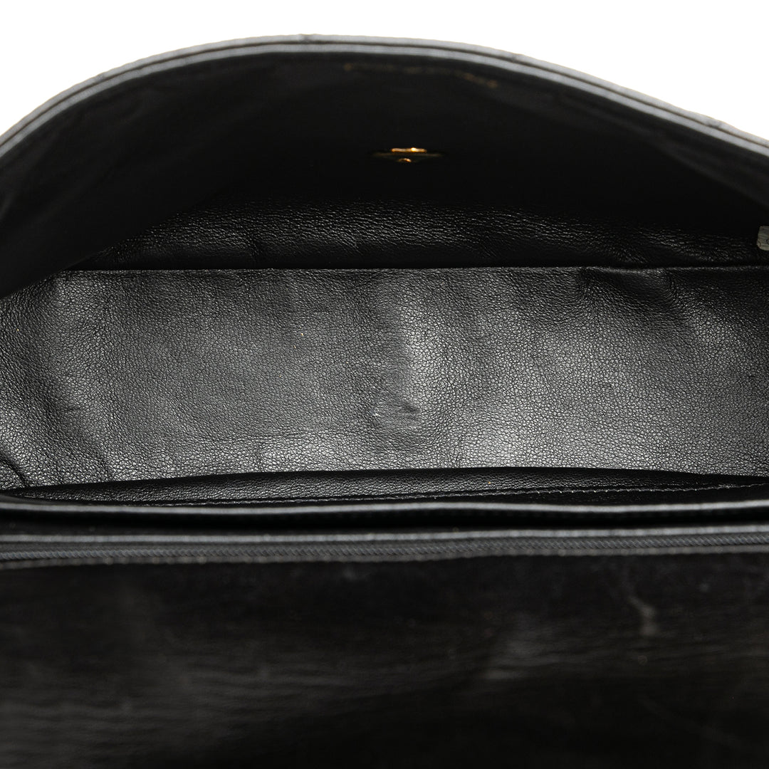 Quilted Lambskin Half Moon Single Flap Black - Gaby Paris