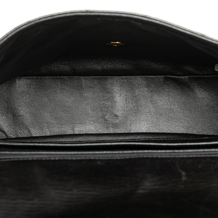 Quilted Lambskin Half Moon Single Flap Black - Gaby Paris